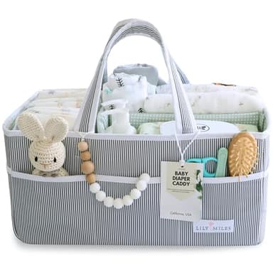 Lily Miles Baby Diaper Caddy - Large Organizer Tote Bag for Newborn essentials Boy or Girl - Baby Shower Basket - Nursery Must Haves - Registry Favorites - Newborn Caddie Car Travel - Image 1