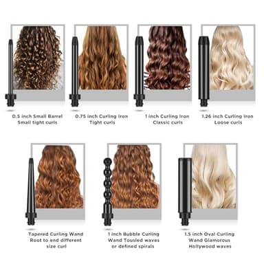 PARWIN PRO BEAUTY 7 in 1 Curling Iron Wand Set,Dual Voltage Curling Wand with 7 Interchangeable Diamond Ceramic Hair Curler Wands with LCD Temperature Control Auto Shut Off Black - Image 2