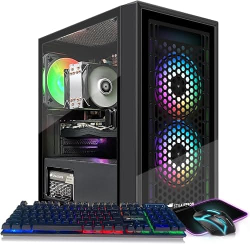 STGAubron Gaming PC Computer Desktop, Intel i7 Xeon E5 2.8G, Radeon RX 580 8G, 16G DDR4, 512G SSD, 600M WiFi, BT 5.0, RGB Fan x3, Windows 11 Home - Image 1