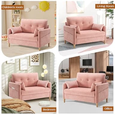 Hanherry Loveseat Sofa, 47” Small Couch for Living Room, Chenille Fabric Love Seat Comfy Sofa for Bedroom with Throw Pillow,Removable Cushion Cover,Couches for Small Space,Apartment,Dorm - Image 5