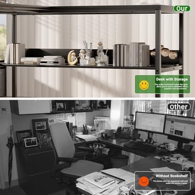 Unikito Reversible L Shaped Desk with Magic Power Outlets and USB Charging Ports, Sturdy Corner Computer Desk with Storage Shelves, Gaming Table Home Office Desk, Easy to Assemble, Black - Image 5