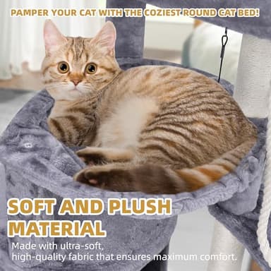 Xin Three Layer Cat Tree with Cat Condo and Two Hammocks,Grey - Image 7