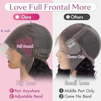 Jilho 30 Inch Water Wave Lace Front Wigs Human Hair 13x6 HD Lace Frontal Wigs Pre Plucked Glueless Brazilian Curly Human Hair Wig 200 Density Glueless Frontal Wigs for Women - Image 2