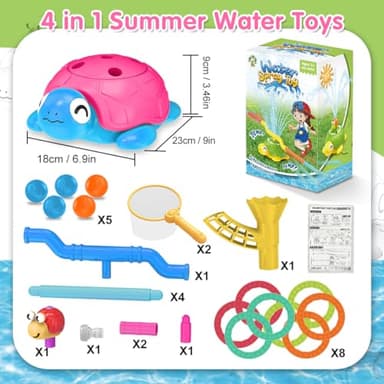 4-in-1 Turtle Water Sprinkler for Kids Summer Toys, Outdoor Toys for Toddlers, Kids Sprinkler Water Toys, Backyard Games for Summer Fun, Backyard Games Splash Water Toys Gifts for Boys Girls Dogs - Image 6