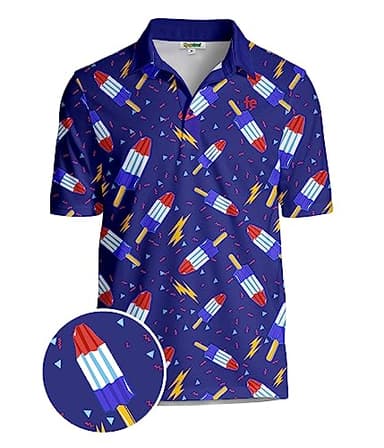 Tipsy Elves Golf Shirts for Men - Performance Athletic Fit Men's Golf Polo Shirts for Men w/Moisture Wicking Stretch Fabric - Men's Blue Grand Finale Golf Polo Size Small - Image 8
