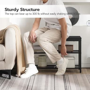 HOOBRO Shoe Bench, 3-Tier Shoe Rack, Industrial Shoe Organizer Storage Bench, 29.5 inches Entry Bench with Mesh Shelves, for Entryway, Living Room, Hallway, Easy Assembly, Black BB75HX01 - Image 8