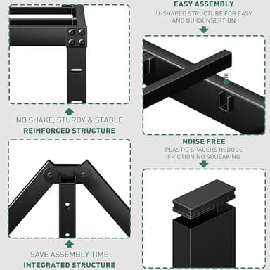 LUKIROYAL Full Metal Bed Frame - 14 inch No Box Spring Needed, Platform Design, Heavy Duty 9 Legs, Easy Assembly, Black, Full Size - Image 6