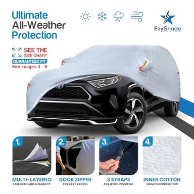 EzyShade 10-Layer SUV Car Cover Waterproof All Weather. See Vehicle Size-Chart for Accurate Fit. Outdoor Full Exterior Covers for Automobiles Heavy Duty Tarp Jeep Rav4 CRV. Size S2 (See SizeChart) - Image 2