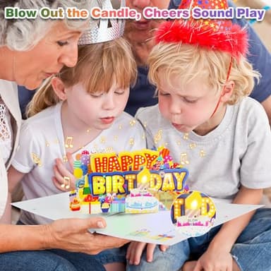 MZD8391 Birthday Cards Light 3D Pop Up Music, Blowable LED Candle Cake Gifts Greeting Cards for Women Men Kids Mom - Image 4