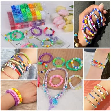 XSEINO 2600PCS Pony Beads, 47 Colors 9mm Friendship Bracelets Making Kit, Rainbow Large Hole Beads for Bracelets Necklace Jewelry Making Crafts with Elastic String - Image 6