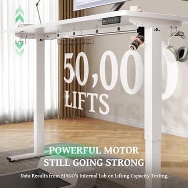 SIAGO Electric Standing Desk Adjustable - 55 x 24 Inch Sit Stand up Desk with Cable Management - 3 Memory Preset Adjustable Height Table - Image 5
