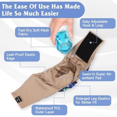 5 Pack Dog Diapers Male, Premium Belly Bands for Dogs, High Absorbing Male Dog Pee Wraps for Doggie in Incontinence or Excitable Urination and Training XS - Image 4