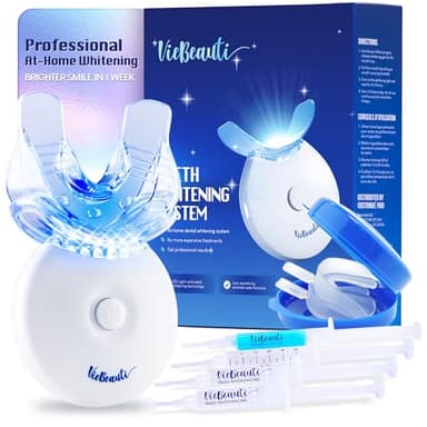 VieBeauti Teeth Whitening Kit with LED Light for Sensitive Teeth, 35% Carbamide Peroxide, Remineralizing Gel for Fast Results Mint - Image 1