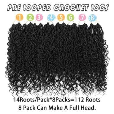 Col Bling Goddess Locs Crochet Hair 14 Inch, 8 Packs Faux Locs Crochet Hair Pre Looped for Women, Boho Crochet Locs with Curly Ends (14 Inch 1#) - Image 3