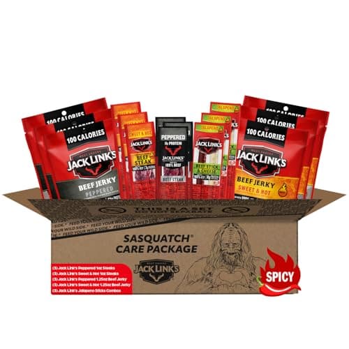 Jack Link's Spicy Beef Jerky Gift Basket Variety Pack - Includes Jerky, Meat & Cheese Combos, and Beef Steaks, Great Gift for Men, Perfect Hunting Trip Snacks, 15-Piece Assorted Spicy Meat Snack Pack - Image 1