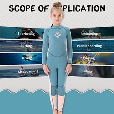 Seaskin Kids Wetsuit for Girls Toddlers, 3mm Back Zip Full Wetsuit, Neoprene Thermal Swimsuits for Diving Surfing Swim Lessons Size 14 - Image 5