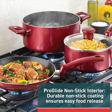 T-fal Essence, 20 Piece Non-Stick pots and pans Cookware Set, Red - Image 2