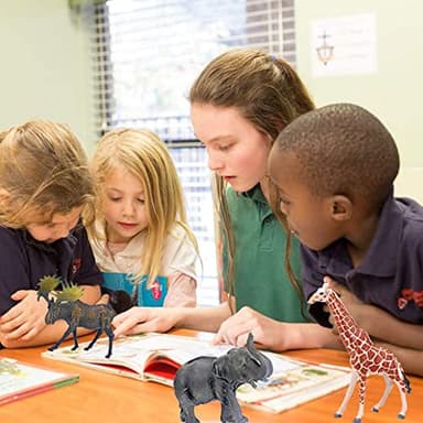 BOLZRA Safari Animals Figures Toys, Realistic Jumbo Wild Zoo Animal Figurines Plastic African Jungle Animals Playset for Kids Toddlers, 14 Piece Gift Set - Image 7