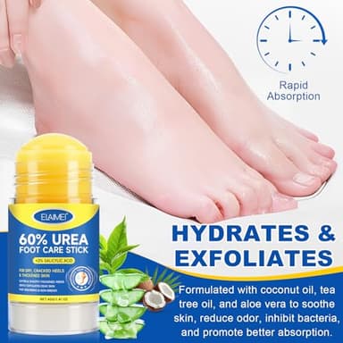 60% Urea Cream Stick plus 2% Salicylic Acid, Maximum Strength Urea Foot Cream Callus Remover for Dry Cracked Heels, Hands, Knees,Exfoliating Moisturizer, Dead Skin Remover Foot Balm 1.4oz (1pcs) - Image 2