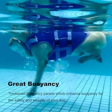 Petglad Dog Life Jacket, Reflective Dog Harness Life Vest with Rescue Handle for Swimming Boating, Adjustable High Buoyancy Flotation Swim Vest for Small Meium Large Dogs - Purple, L - Image 2