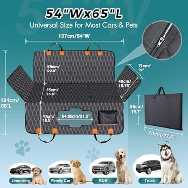 Chumajor Back Seat Extender for Dogs-Supports 400lb,Waterproof Dog Car Seat Cover Hard Bottom-Detachable,600D Heavy Duty Scratch Proof Nonslip Soft,Dog Hammock for Car,SUVs - Image 6