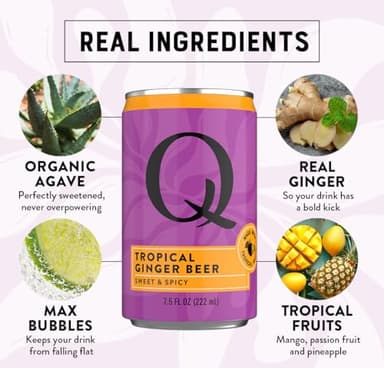 Q Mixers Tropical Ginger Beer, Premium Cocktail Mixer Made with Real Ingredients, 7.5 Fl oz (Pack of 24) - Image 5