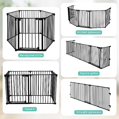 COMOMY 150" Extra Wide Baby Gate with Door, Dog Gates for The House Doorways Fireplace, Auto Close Baby Fence Play Area, Walk Through Pet Gate, Hardware Mounted Baby Gate, 6-Panels (30" Tall, Black) - Image 7