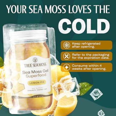 TrueSeaMoss Sea Moss Gel – Made in USA – Wildcrafted Seamoss, Fresh Fruits & Sea Vegetables – Lemon Pie, Pack of 1 (Labels may Vary) - Image 7