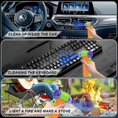 SDFM Compressed Air Duster - Electric Air Duster with Built in Brushless Motor,130,000RPM, 3-Speed Adjustable Air Blower - Suitable for Keyboard, Computer, car, and Home Cleaning (X3) (Max-Colorful) - Image 6