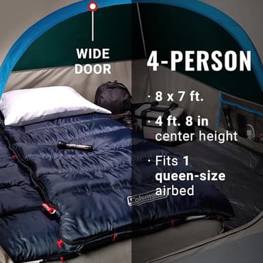Coleman Skydome Tent with 5 Minute Setup, 2/4/6/8 Person Weatherproof Tent with Rainfly & Carry Bag, 20% More Headroom than Traditional Canopies - Image 3