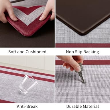 Mattitude Kitchen Mats Set of 2 Cushioned 0.47 inch Thick Rugs Non-Skid Waterproof Mats and Ergonomic Comfort Standing for Floor, Office, Sink,Laundry,Red - Image 5