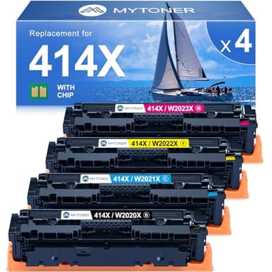 414X Toner Cartridges 4 Pack High Yield MFP M479fdw with Chip Compatible Replacement for HP 414X 414A for Color Laserjet Pro MFP M479fdw M479fdn M479dw M454dw M454dn M479 Printer Ink W2020X W2020A - Image 1