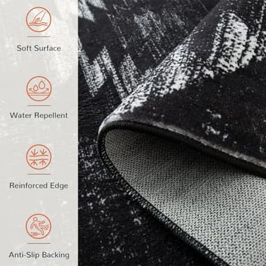 Area Rug 8x10 Rug Machine Washable Non-Slip Low Pile Print Pattern Western Rug for Living Room Bedroom Entryway Tribal Series -Black - Image 4