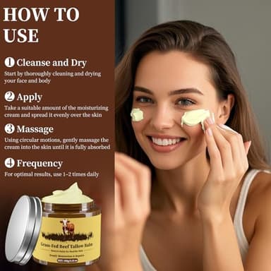 Oebitor Beef Tallow for Skin, Tallow and Honey Balm, Facial Moisturizer Cream, 100% Organic Grass Fed Whipped Beef Tallow Balm Deeply Moisturizing for Face & Body, Suitable For All Skin Types(3.53oz) - Image 3