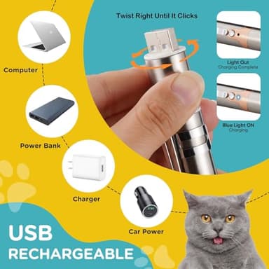 Koackl Cat Toy Pointer for Indoor, USB Rechargeable Cat Toy, 3 Light Colors Cat Interactive Toys for Dogs, Cats, Pet Chase Toy for Fun Playing Training Exercise Indoors - Image 5