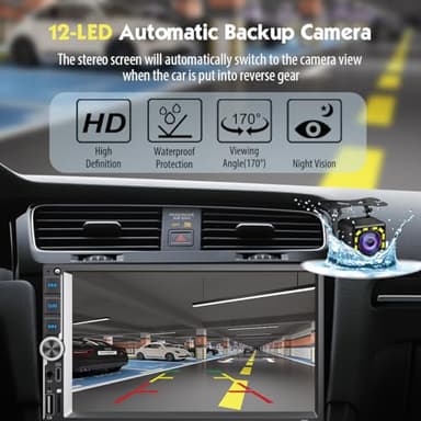 [Ready for IOS26] 7" Wireless Apple CarPlay & Android Auto Double Din Car Stereo - 240W High-Power Sound, Touchscreen Bluetooth Receiver with USB-C/AUX/TF Ports, RDS/FM/AM Radio, MirrorLink HD Display - Image 5