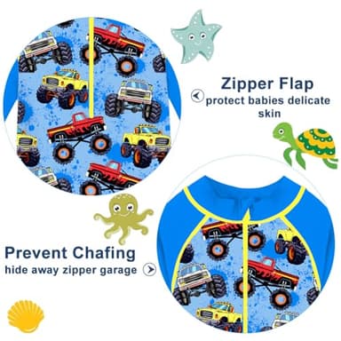 Funnycokid Swimsuit Baby Boys 3t Rash Guard Toddler Bathing Suit One Piece Swimwear Zipper Sunsuit UPF 24-36 Months - Image 3