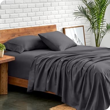 Bare Home Queen Sheet Set - Luxury 1800 Ultra-Soft Microfiber Bed Sheets - Double Brushed - Deep Pockets - Easy Fit - 4 Piece Set - Bedding Sheets & Pillowcases (Queen, Forged Iron Grey) - Image 2