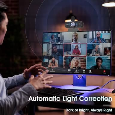 TRAUSI 2K HD Webcam with Wide Angle Lens, Privacy Cover,Auto Light Correction and Noise-Canceling Mic, Plug & Play USB Camera for Mac/Laptop/PC, Compatible with Zoom, Skype, Teams - Black - Image 4