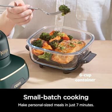Ninja Crispi 5-in-1 Portable Glass Air Fryer, 4-QT, 2.5-QT & 6-Cup Glass Containers with Crisper Plates & Storage Lids, Microwave, Freezer & Dishwasher Safe, British Racing Green, FN103BF - Image 7