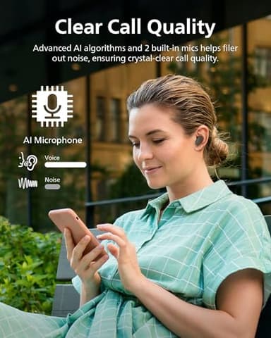 PHILIPS TAT3519 Wireless Earbuds,True Wireless Headphones with Noise Canceling Pro,Dynamic Bass,Clear Call,24 H Battery Life,Fast Charging,Bluetooth 5.3,IPX4,App/Touch Control,Black - Image 4