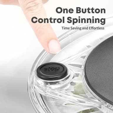 SveBake 5.3Qt Stainless Steel Salad Spinner with Stop Button, BPA-Free Vegetable Lettuce Spinner, Transparent Lid & Drainage Hole, Non-Slip Base, Dishwasher Safe Fruit Washer - Image 5