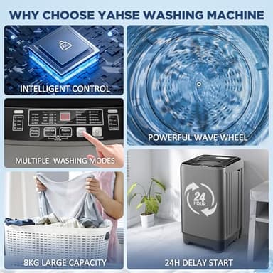 YASHE 17.6Lbs Portable Washing Machine, 1.12 Cu.Ft Tub Washer and Dryer Combo with Drain Pump, Full-Automatic LED Display Compact Washers, 10 Wash Cycles Washer and Dryer for Apartment, Home, RV, Dorm - Image 6