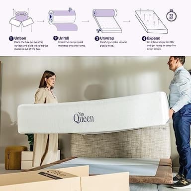 NapQueen 8 Inch Queen Size Mattress, Bamboo Charcoal Memory Foam Mattress, Bed in a Box, White - Image 4