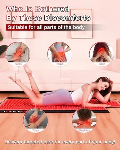 Kaoudt 73"x33" Medical-Grade TPU Red Light Therapy Mat for Full Body Pain Relief, FSA&HSA Eligible Infrared Light Therapy Blanket, 1370LEDs - Image 2