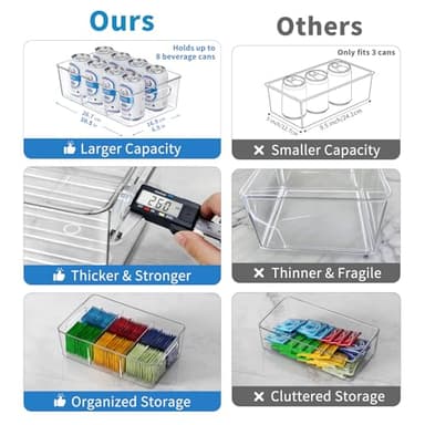 Mpotmiy 6 Pack Pantry Organizers and Storage,Clear Plastic Containers with 2 Dividers for Kitchen,Fridge Organization and Storage,Acrylic Bins for Pounches,Spice Packet,Snack organzier - Image 3