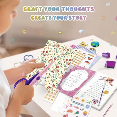 PERRYHOME 2-Pack DIY Journal Kit for Girls - 200+Pcs Journal Set for Tween & Teen Girls, Journaling Art & Crafts Kits, Christmas Gifts for 8 9 10 11 12 13 14 Year Old Girl,Scrapbook&Diary Supplies Set - Image 4