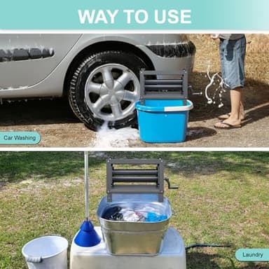 Upgraded Clothes Wringer, Hand Crank Laundry Wringer Washer Removes 95% Water, Suitable for Car Washing, Camping, RV Trips - Image 7