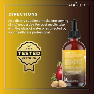 Liberty Lifestyle Organic Maca Root Liquid Drops with Ashwagandha, Nettle, Fenugreek, Beet Root and L-Arginine Liquid Multivitamin for Women and Men - 4oz - Image 7