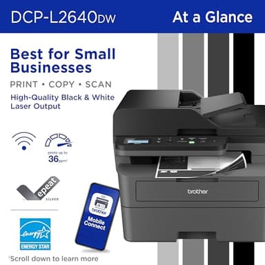 Brother DCP-L2640DW Wireless Compact Monochrome Multi-Function Laser Printer with Copy and Scan, Duplex, Black & White Output | Includes Refresh Subscription Trial(1), (Renewed Premium) - Image 2